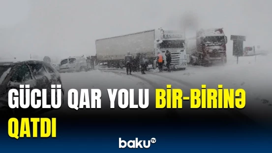 Zəncirvari qəzalar baş verdi | Qar sürücülərin başına oyun açdı