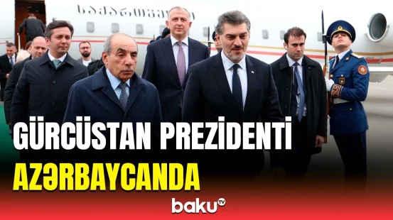 Mixeil Kavelaşvili Azərbaycana rəsmi səfərə gəlib | Prezidentin qarşılanma anından görüntülər