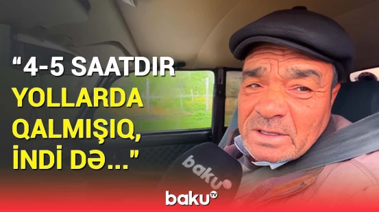 Şamaxıya gedən bu yolda hərəkət dayandı | DYP əməkdaşları hadisə yerində