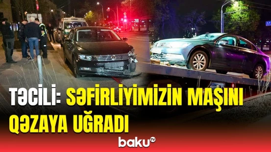 Azərbaycan səfirliyinin maşını bu ölkədə qəzaya düşdü | Hadisə yerindən görüntülər