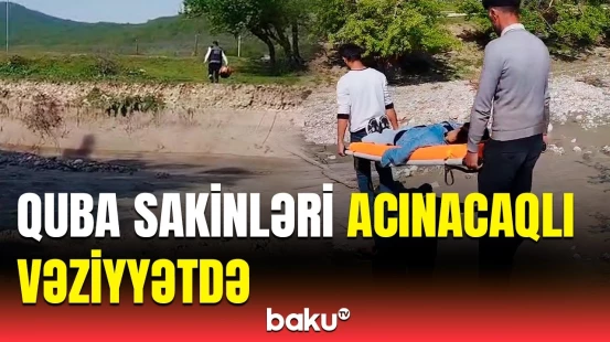 Qubanın Kardaş kəndinin xəstələrini körpüdən görün necə keçirirlər | Dəhşətli mənzərə