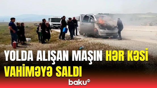 Bakı-Şamaxı yolunda avtomobil alışdı | Hadisə yerindən anbaan video