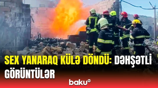 Abşeronda sexdə güclü yanğın | FHN hadisə yerində