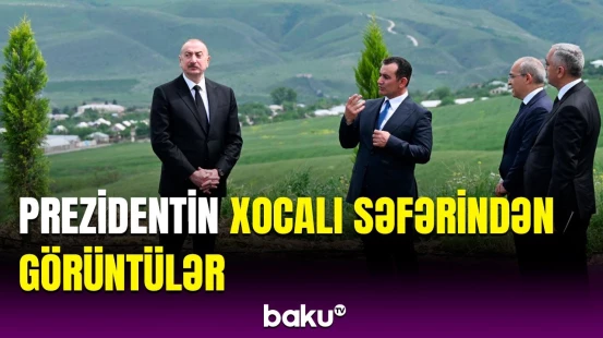 İlham Əliyev Xocalının Xanabad kəndindəki heyvandarlıq kompleksinin açılışında iştirak edib