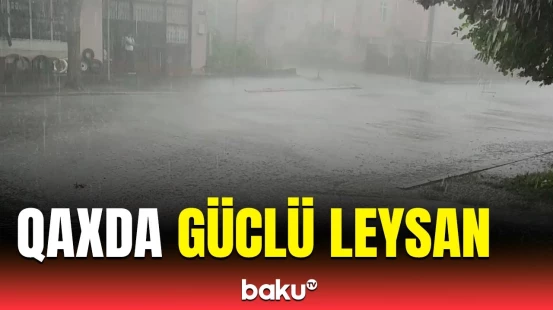 Qaxda yağan güclü leysan və dolu həyatı iflic etdi