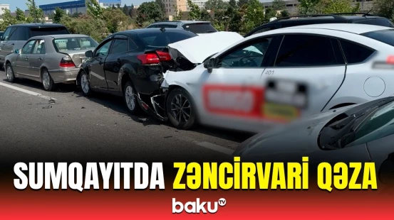 Zəncirvari qəzada 4 avtomobil toqquşdu | Sumqayıt