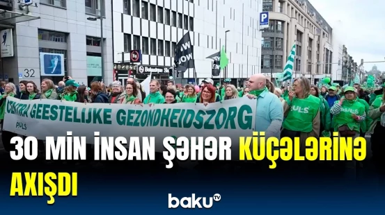 Belçika hökumətinin sərt qənaət tədbirlərinə qarşı etiraz aksiyası