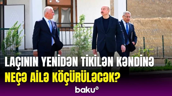 İlham Əliyev Bəylik kəndində yeni inşa edilmiş fərdi evlərdə yaradılan şəraitlə tanış oldu
