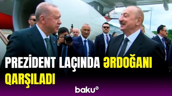 Ərdoğanın Laçın Beynəlxalq Hava Limanında qarşılanma anı