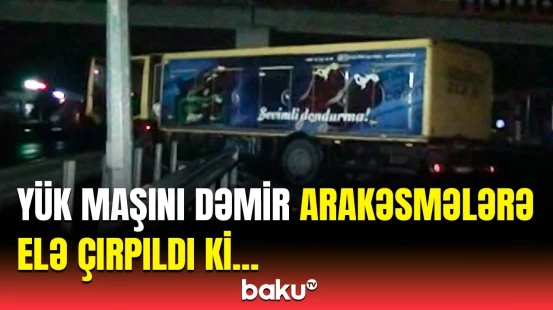 Goranboyda qorxulu anlar | Yük avtomobilinin qəzaya düşdüyü yerdən görüntülər