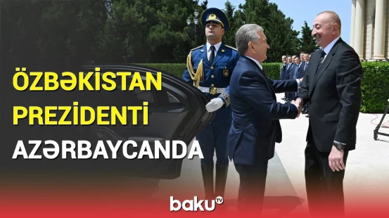 Özbəkistan Prezidentinin Azərbaycanda qarşılanma anı | Anbaan görüntülər
