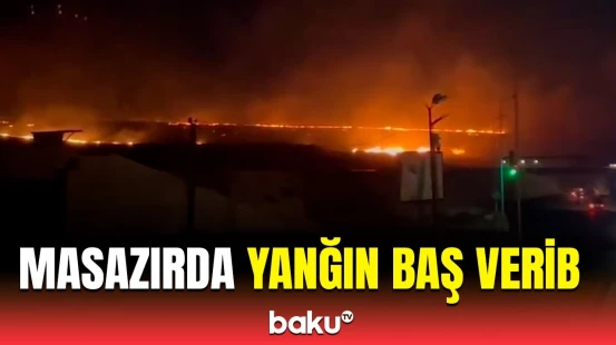 Masazırda açıq ərazidə yanğın | FHN hadisə yerində