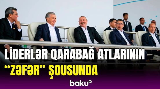 Prezidentlər Ağdamda Qarabağ atlarının "Zəfər" şousunu izlədilər