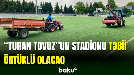 Tovuz şəhər stadionunda ot örtüyünün dəyişdirilməsi işlərinə start verilib
