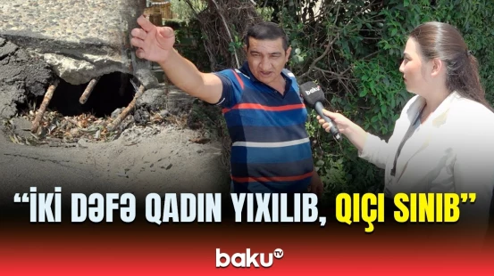 Bu yolu gəlib düzəltsinlər... | Şəhərin mərkəzində sakinləri ölümə sürükləyən yol