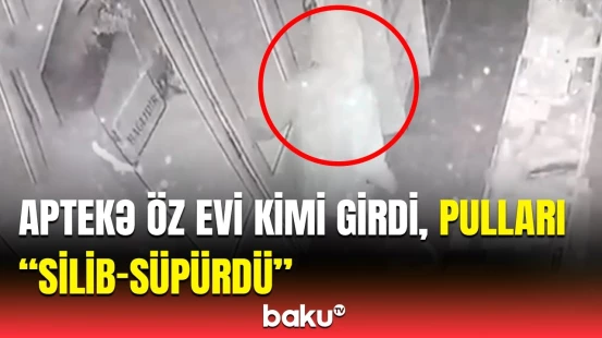 Ağsuda aptekdəki oğurluq anı kameralara belə düşdü