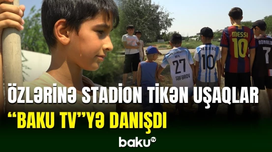 Sumqayıtda uşaqlar futbol oynamaq üçün özlərinə stadion düzəldir