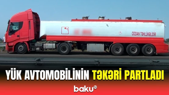 Tovuzda yük avtomobili maneəyə çırpıldı | Hadisə yerindən görüntülər