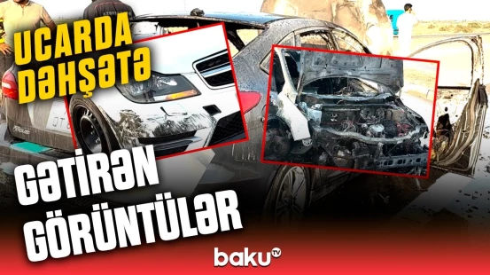 Qəzaya düşən avtomobillərdən biri yanıb külə döndü