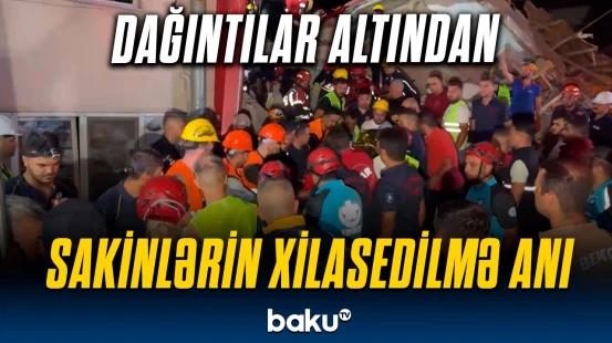 Balıkesirdəki çökən binanın altından bütün sakinlər xilas edildi