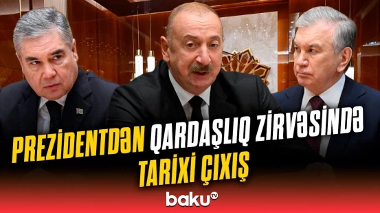 Türkmənbaşı zirvəsi | İlham Əliyev, Berdiməhəmmədov və Mirziyoyevin görüşü