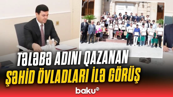 Xaçmazda ali məktəbə qəbul olan şəhid övladları və 600-dən yüksək bal toplayan məzunlarla görüş