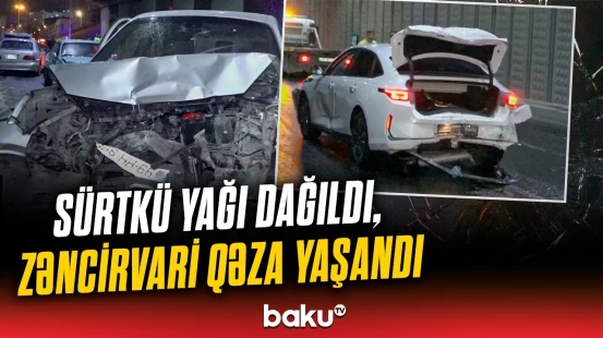 7 avtomobil toqquşdu | Bakıda dəhşətə gətirən qəza görün necə baş verdi