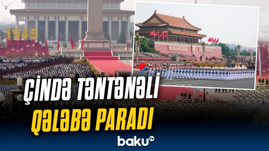 İlham Əliyev və xanımı Çində Qələbə paradında iştirak etdi