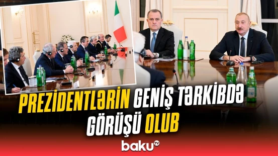 İlham Əliyevin İtaliya Prezidenti Sercio Mattarella ilə geniş tərkibdə görüşü olub