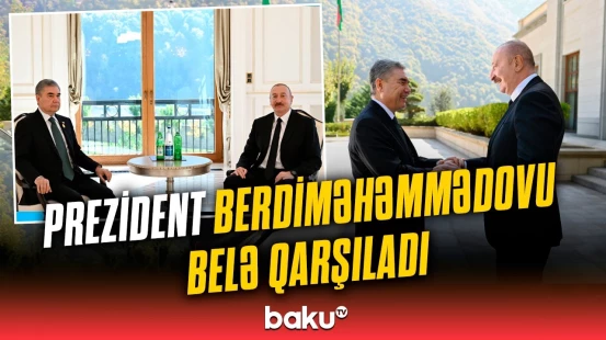 İlham Əliyev Qəbələdə Türkmənistan Xalq Məsləhətinin Sədri Qurbanqulu Berdiməhəmmədov ilə görüşdü