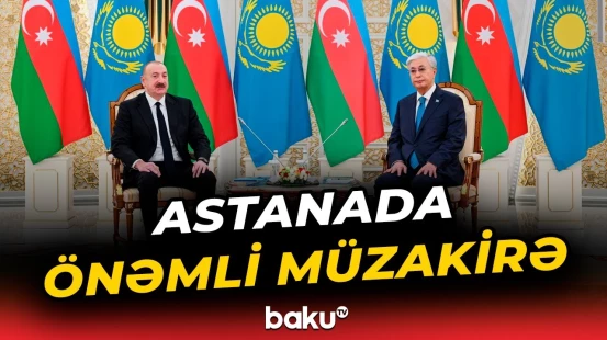 Azərbaycan və Qazaxıstan prezidentlərinin təkbətək görüşündən görüntülər