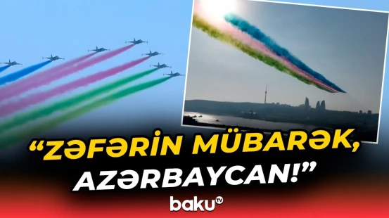 Bayrağımızın rəngləri paytaxt səmasında canlandırıldı