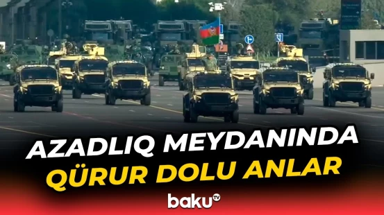 Xüsusi təyinatlı avtomobil texnikası və silah sistemləri kolonu hərbi paradda