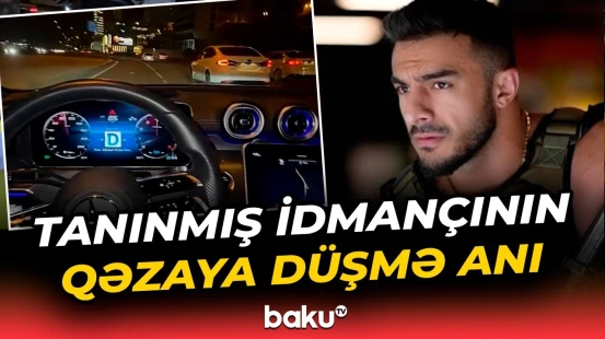 Bir əli sükanda, bir əli isə... | Bakıda tanınmış idmançının düşdüyü qəzadan anbaan görüntülər