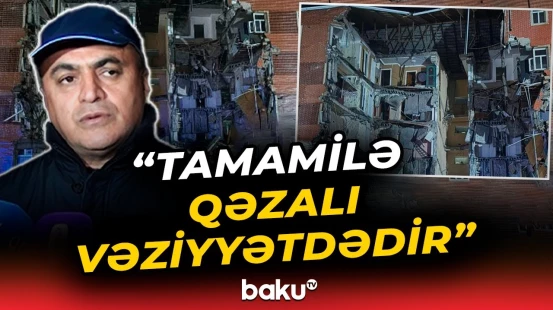 Goranboyda yaşayış binasının bir bloku çöküb