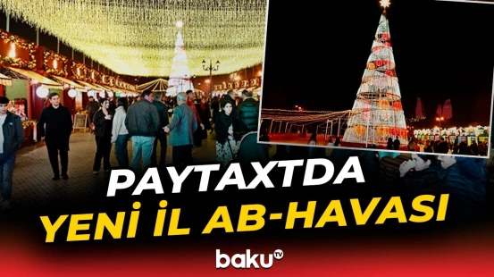Dənizkənarı Bulvarda Yeni il yarmarkası qurulub | Buz meydançası istifadəyə verildi