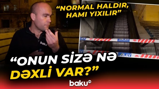 Bakıda yeraltı keçiddə eskalator qırıldı - Baku TV