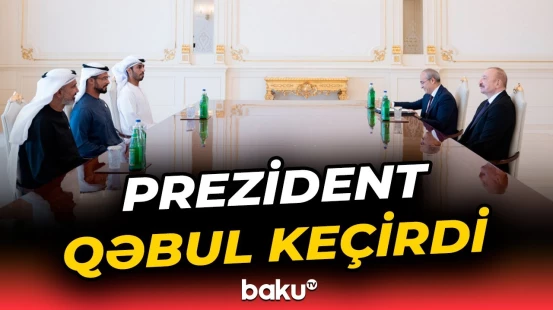 İlham Əliyev Birləşmiş Ərəb Əmirliklərinin bir sıra şirkətlərinin rəhbərlərini qəbul edib - Baku TV