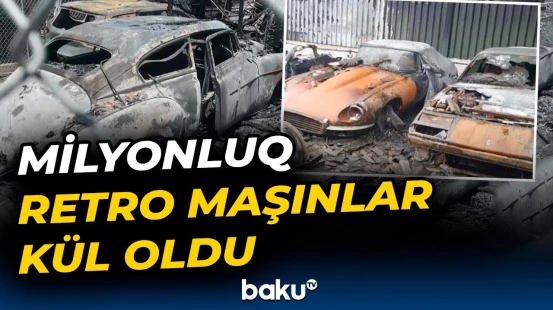 Praqada yanğın retro avtomobilləri məhv etdi - Baku TV