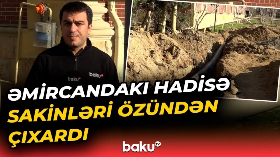 Əmircanda su borusu partladı, içməli su küçəyə axdı | Ərazidə son durum - Baku TV