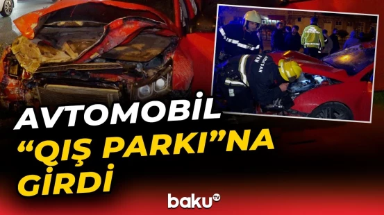 Bakıda avtomobil yoldan çıxaraq parka girdi - Baku TV