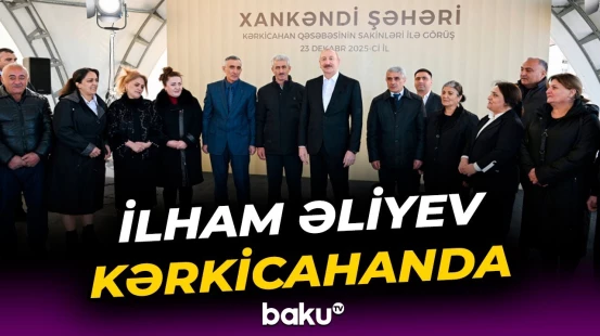Prezident İlham Əliyev Kərkicahanda sakinlərlə bir arada - Baku TV