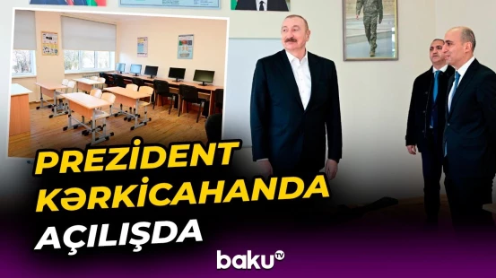 Kərkicahanda 1 nömrəli tam orta məktəbin əsaslı təmirdən sonra açılışı - Baku TV