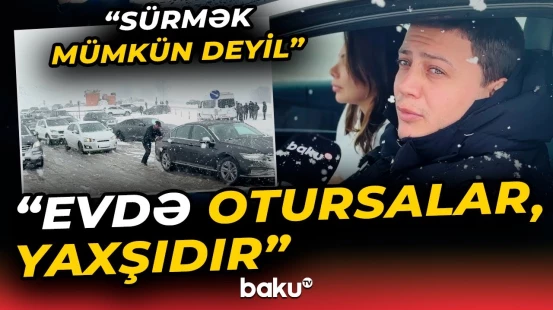Güclü qar avtomobil yollarında hərəkəti çətinləşdirdi | Sürücülər yolda qaldı - Baku TV