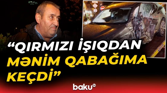 Bakının mərkəzində ağır qəza | Qırmızı işıqda keçən sürücü sərnişin dolu avtobusa çırpıldı - Baku TV