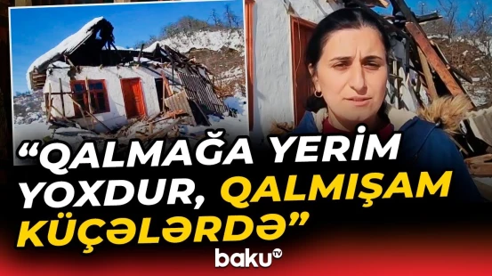 Lerikdə yağan güclü qar evin dam örtüyünü uçurdu - Baku TV