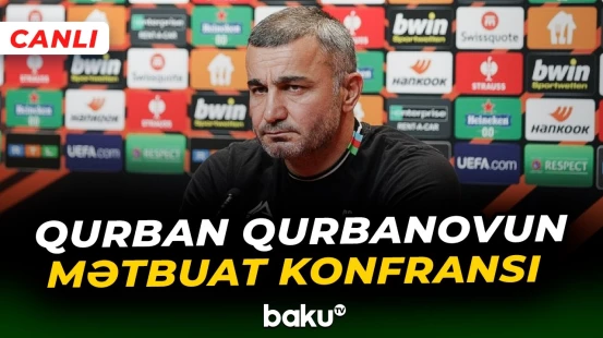 Qurban Qurbanovun "Nyukasl"la oyunöncəsi mətbuat konfransı - Baku TV
