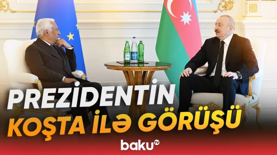 İlham Əliyevin Avropa İttifaqı Şurasının Prezidenti ilə təkbətək görüşündən görüntülər - Baku TV