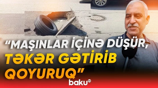 Paytaxtın mərkəzində yol çökdü, təhlükəli vəziyyət yarandı - Baku TV