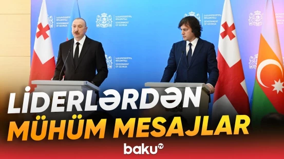 İlham Əliyevin Gürcüstanın Baş naziri İrakli Kobaxidze ilə mətbuata birgə bəyanatı - Baku TV